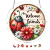 (18.5cm)DIY Acrylic Jigsaw Puzzle Window Hanging with Hanging Chain DIY Stained Glass Decoration Round Window Puzzle Decor for DIY Craft Project (Flower Ladybug)