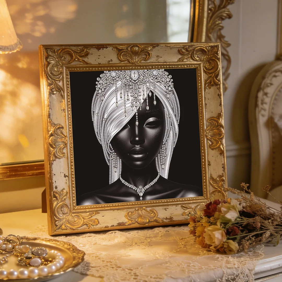 Diamond Painting - Partial Special Shaped Drill - Silver Black Beauty(Canvas|30x30cm)