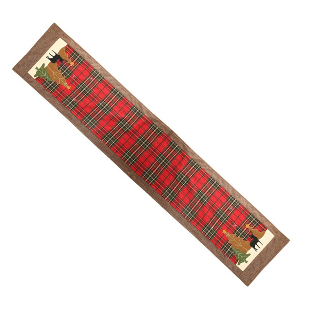 

180x35cm Table Runner Christmas Plaid Elk Restaurant Dining Table Cover, 501 Original