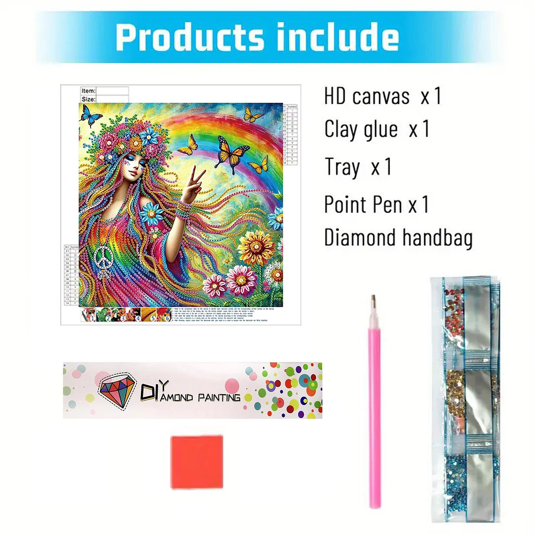 Diamond Painting - Partial Special Shaped Drill - Flower Hippie(Canvas|30x30cm)