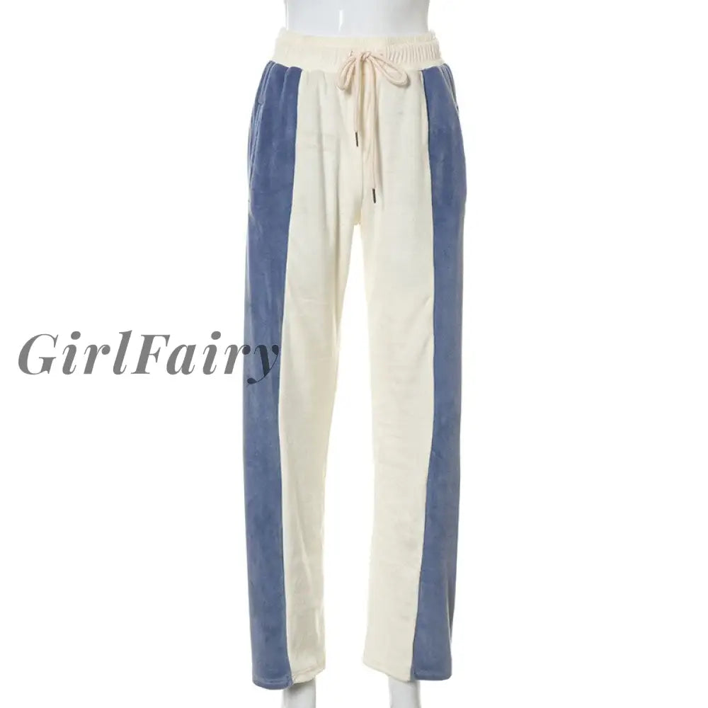 Y2K Letter Panelled Casual Pants For Women Embroidery Stitching Stretchy Streetstyle Flocking Midi