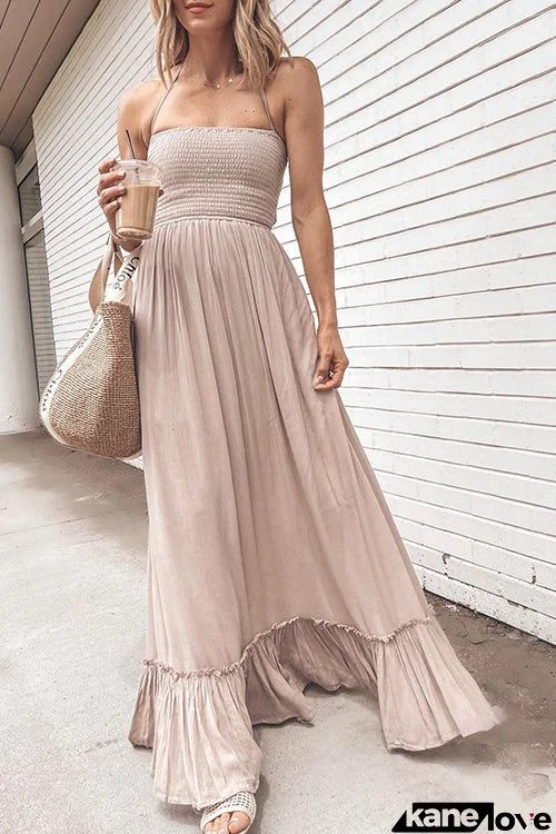 Strappy Back Ruffle Tiered Maxi Dress