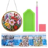 (Upgrade Size)DIY Diamond Painting Art Double Sided Effect Pendant Colorful Animal Hanging Ornament Kit(Flowers)
