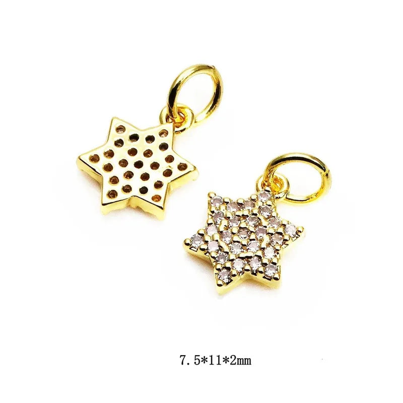1 Piece 10*11mm 10*13mm 12*10.5mm Copper Zircon Star Heart Shape Flower Jewelry Accessories Pendant