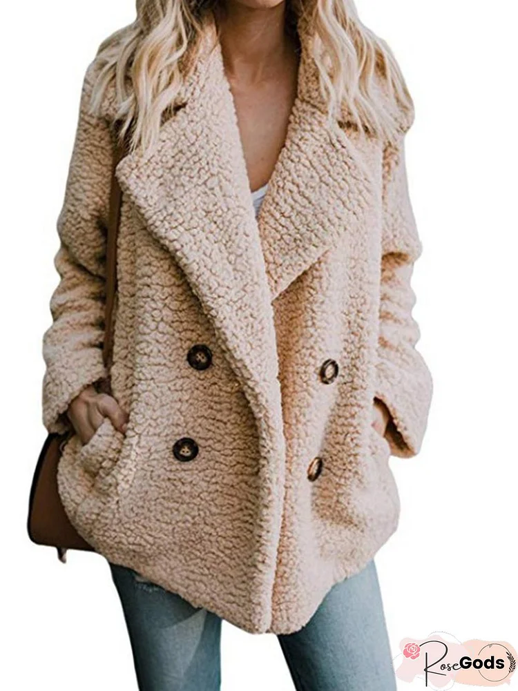 Women Winter Teddy Bear Coat Fleece Long Sleeve Outwear