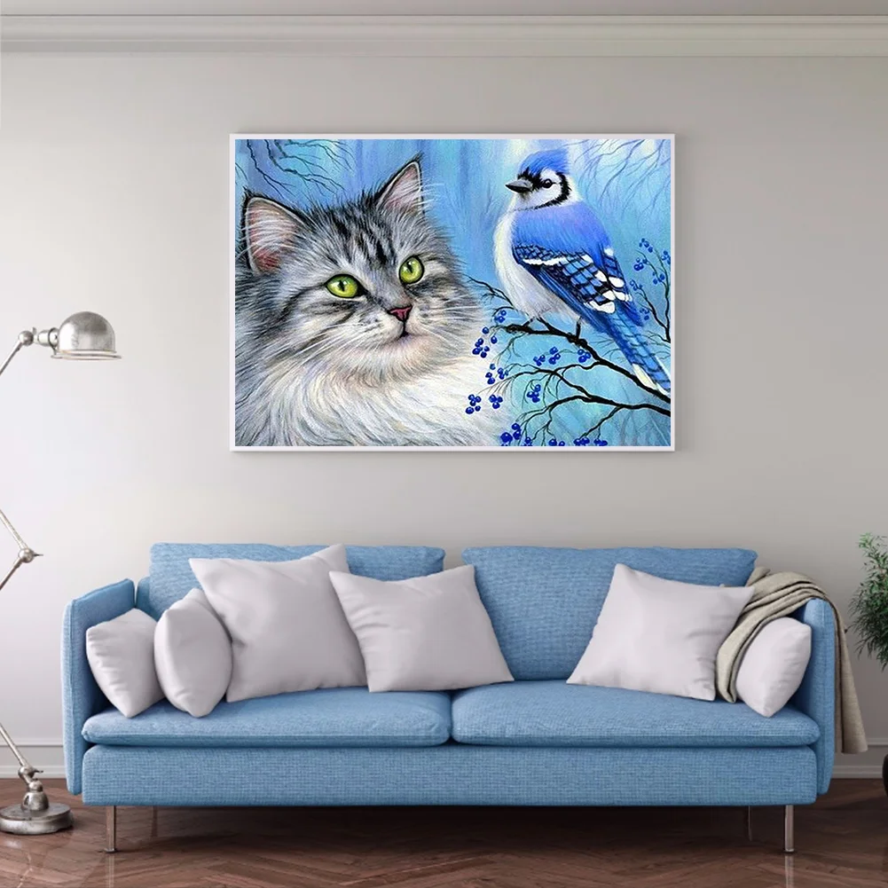 Diamond Painting - Full Round Drill - Cat Bird(40*30cm)
