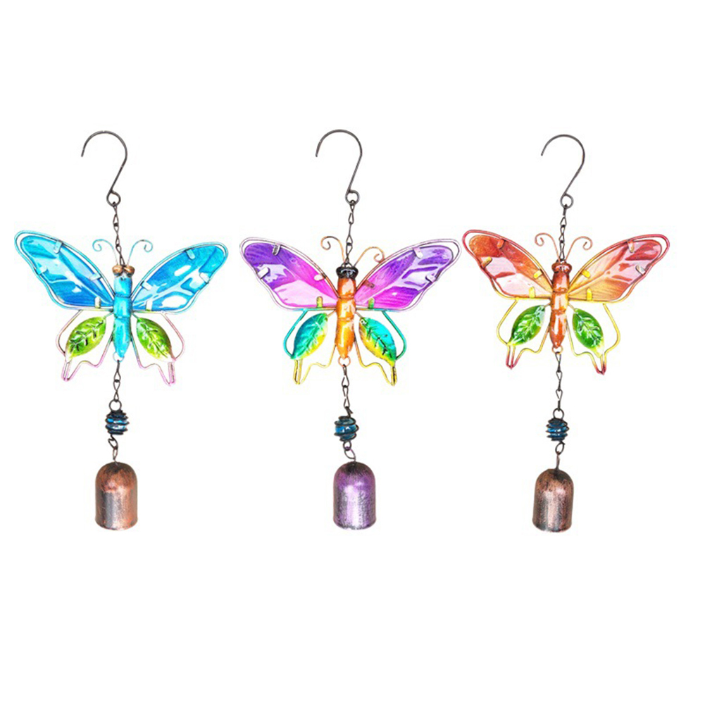 

3D Hanging Metal Butterfly Bead Bell Wind Chime Hand Painted Iron Butterfly, Blue, 501 Original