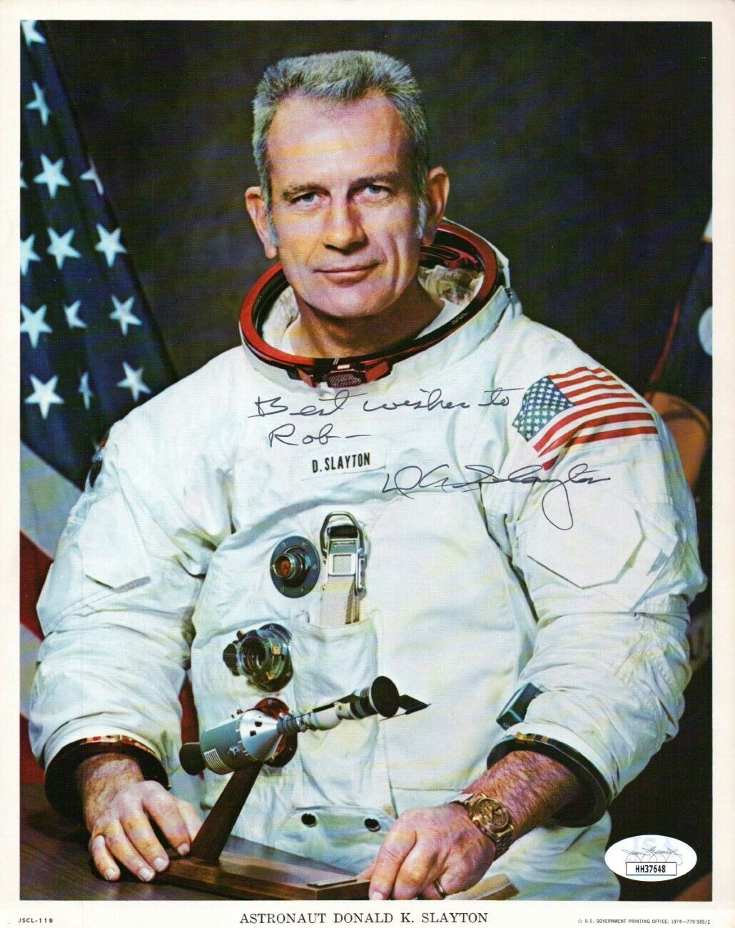 Donald Deke Slayton Signed Autographed 8X10 Photo Poster painting NASA Astronaut JSA HH37648