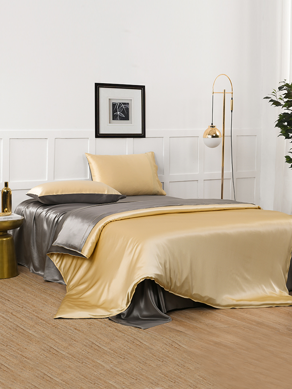 19 Momme High Quality Double Color Silk Bedding Set 4PC