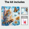 Framed Diamond Painting - Special Shaped - Cat and Butterflies (25x25cm)