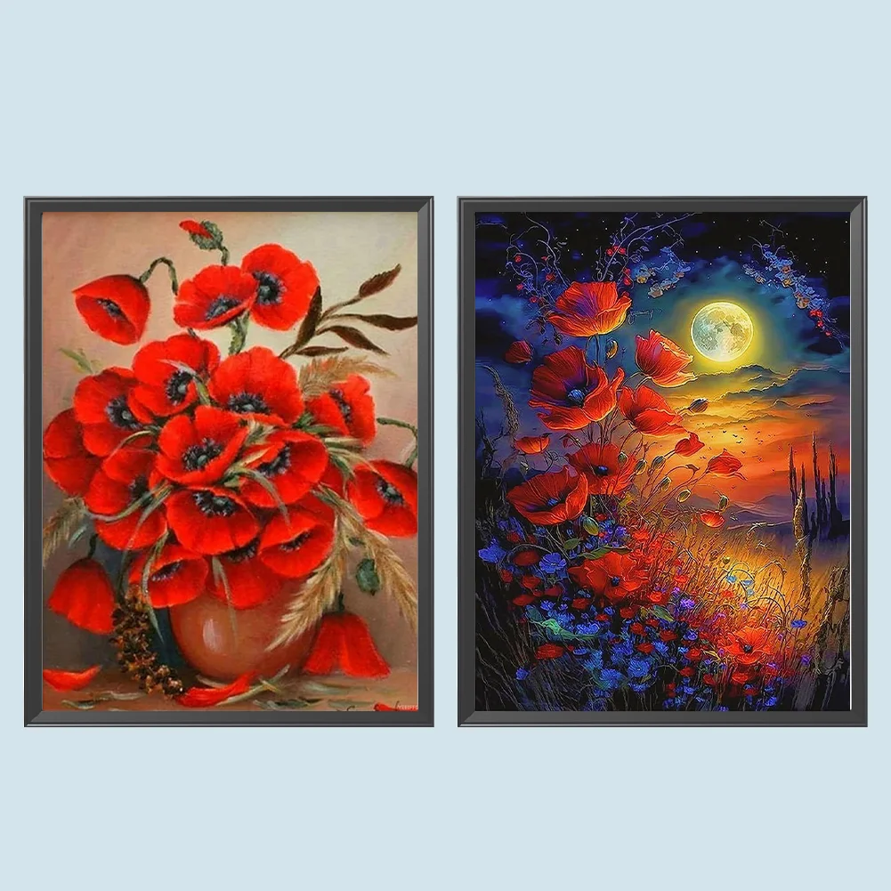 2pcs Diamond Painting - Full Round Drill - Poppy(Canvas|30*40cm)