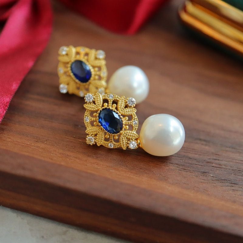 Vintage High Court 925 Silver Baroque Pearl Earrings/Necklace