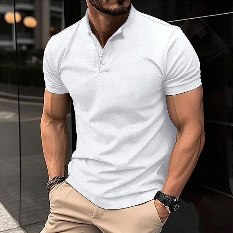 Men's Button Henley Neck Sports Polo Shirt