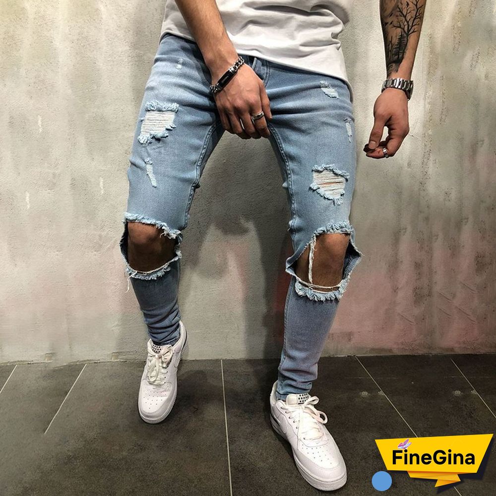 Men's Casual Fashion Ripped Slim Fit Jeans