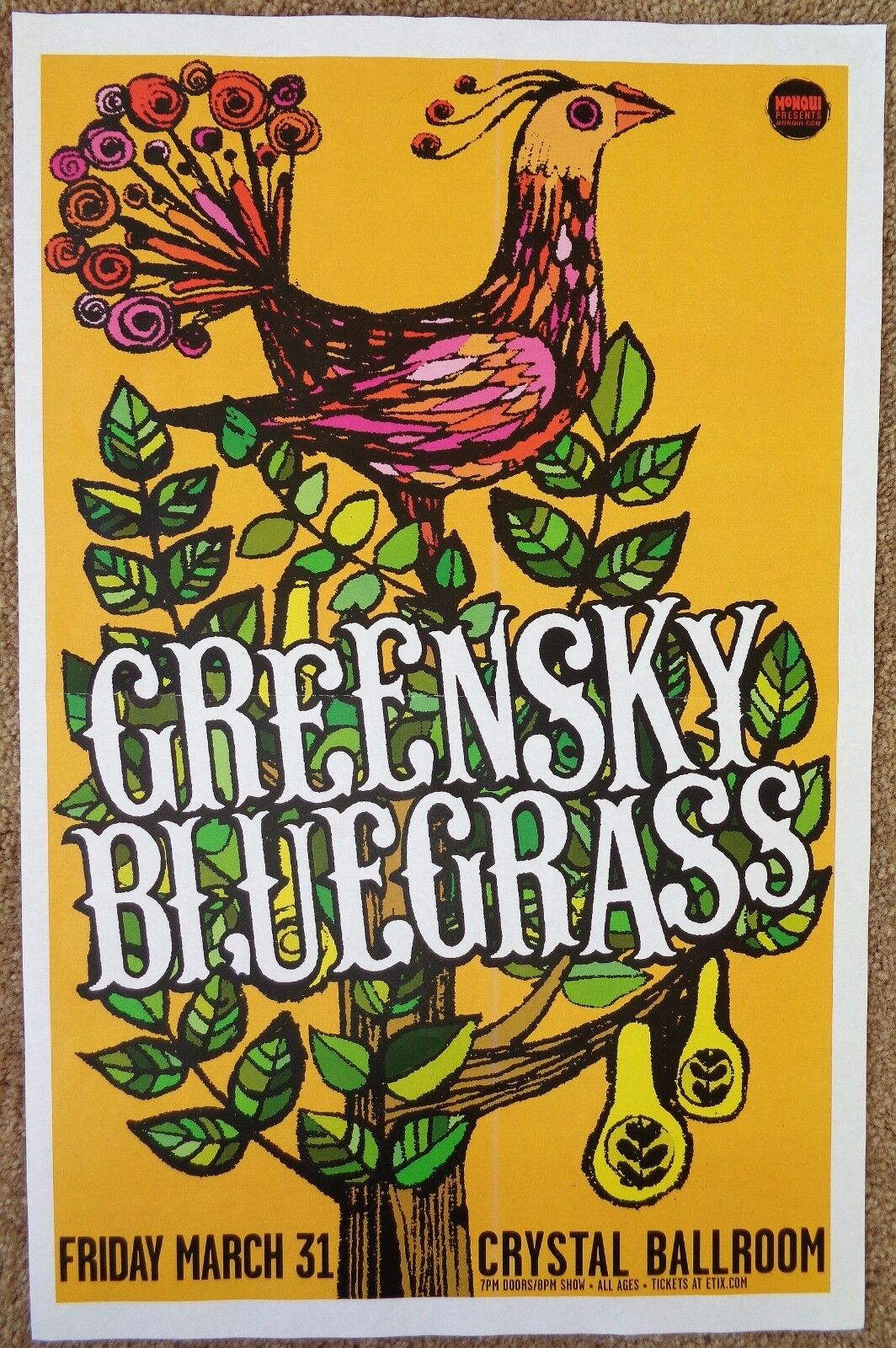 GREENSKY BLUEGRASS 2017 Gig POSTER Portland Oregon Concert