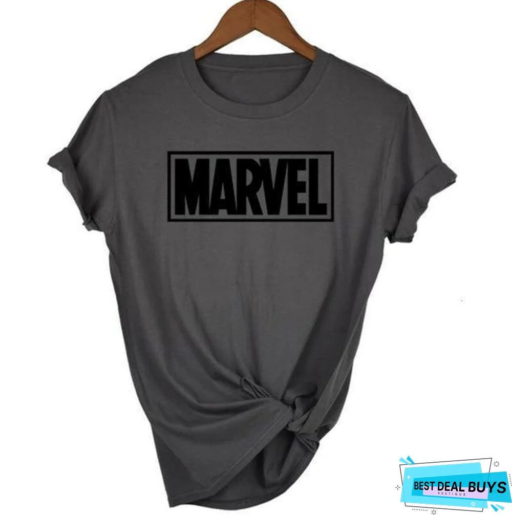 Women Short Sleeve T-shirt O-neck Cotton Super Hero Tops Tee