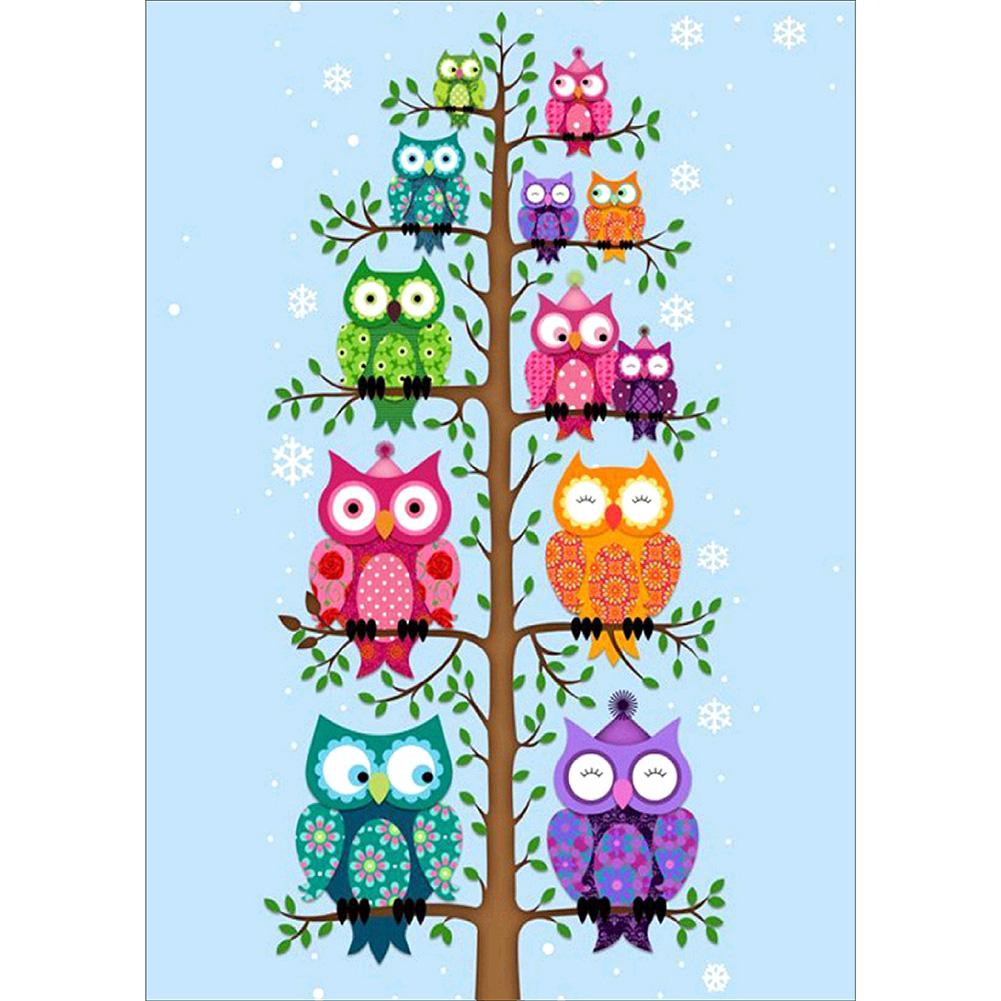 

30*40CM - Owl - Round Drill Diamond Painting, 501 Original