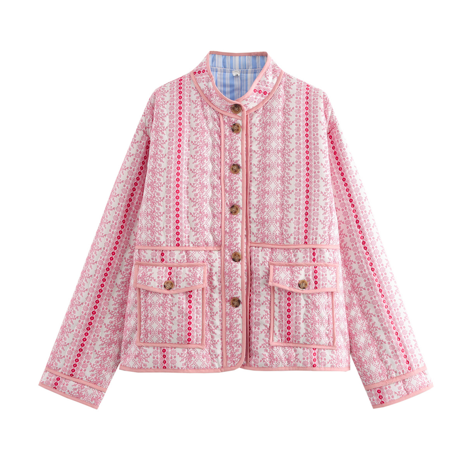 Oneswheels costumes for adult women Combhasaki Women's Y2K Vintage Quilted Jacket Aesthetic Floral Print Button-down Long Sleeves Stand Collar Cardigan Streetwear