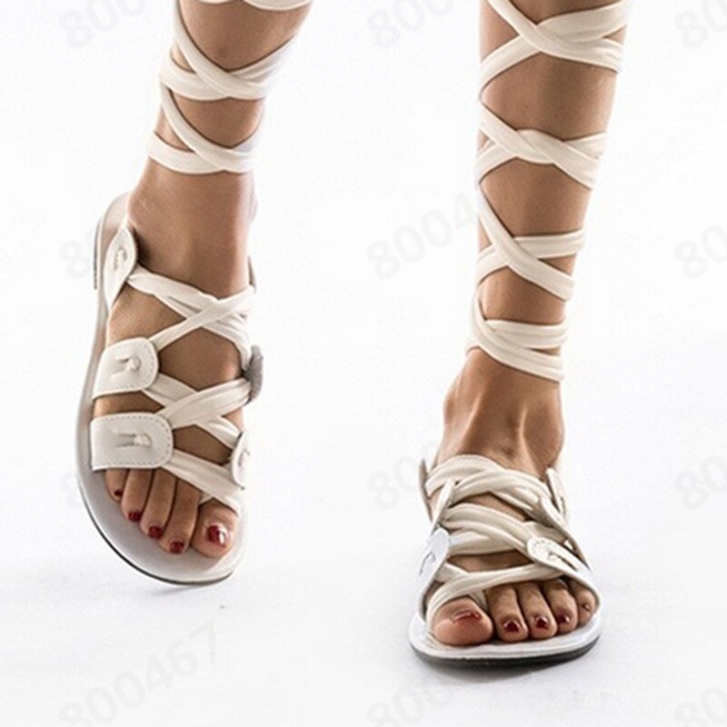 2020 Sexy Shoes Print Super Thin Flat Heel Shoes Sandals Women Summer Party Platform Ankle-wrap Woman Gladiator Sandals Female99