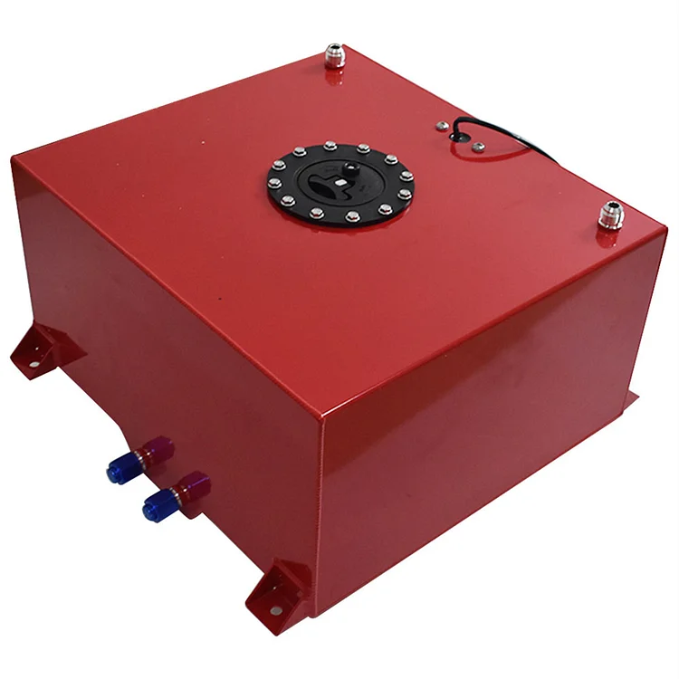Silscvtt Aluminum 60L 15 Gallon Red Square Transfer Tank Universal Fuel Cell Tank Race Street Drift Strip Fuel Cell Sender&Fuel Line Kit