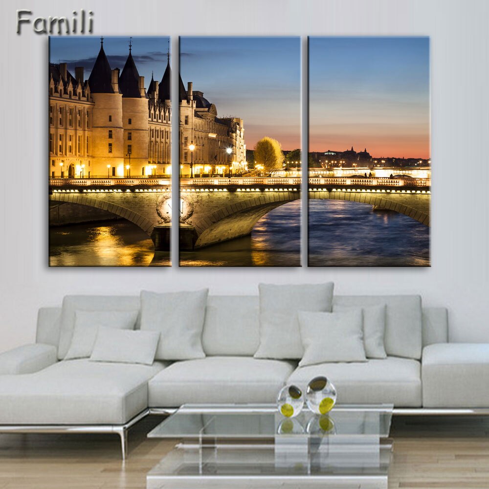 3 panel canvas art Paris Arc de Triomphe Wall Painting Canvas Europe City Urban Street Scene Prints Impressionism Art Picture No