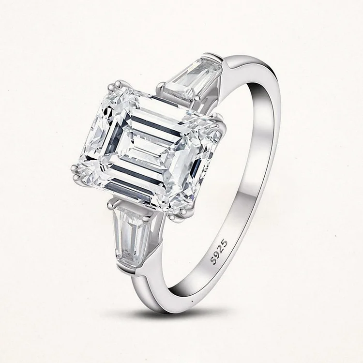 4ct Sterling Silver Square Zircon Ring
