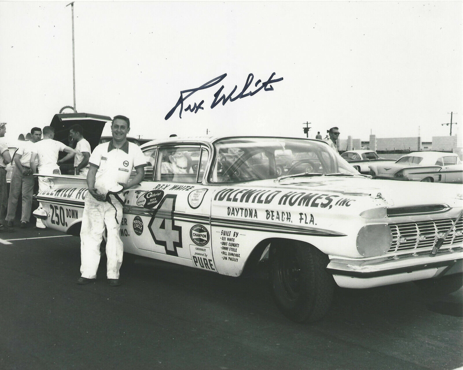 REX WHITE - NASCAR LEGEND - SIGNED AUTHENTIC 8x10 Photo Poster painting B COA 1960 CHAMPION HOF