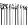 10Pcs Carbide Burr Set Double Cut Die Grinder Bits 1/8 Inch Shank Long Burr Bits