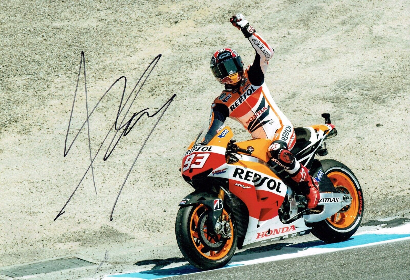 Marc MARQUEZ MOTOGP Silverstone SIGNED 12x8 Photo Poster painting C AFTAL COA Autograph Honda