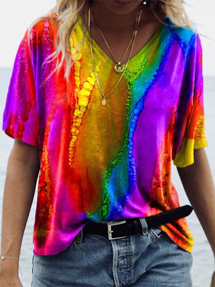 Women Casual Rainbow T Shirt P169414997