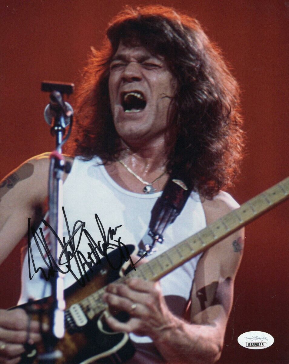 Eddie Van Halen Signed Autographed 8X10 Photo Poster painting Vintage Playing Guitar JSA LOA