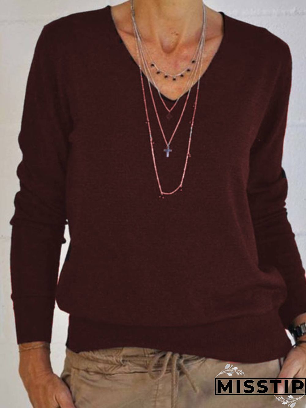 Long Sleeve Plain Tops