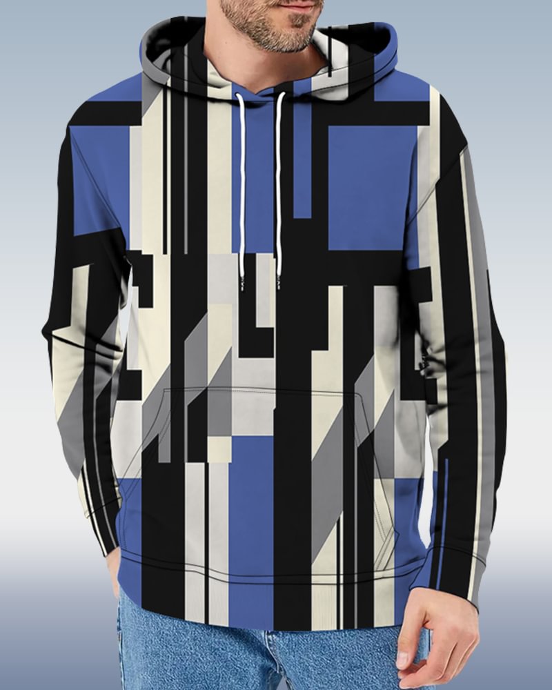 Men's Geometric Colorblock Hoodie 027