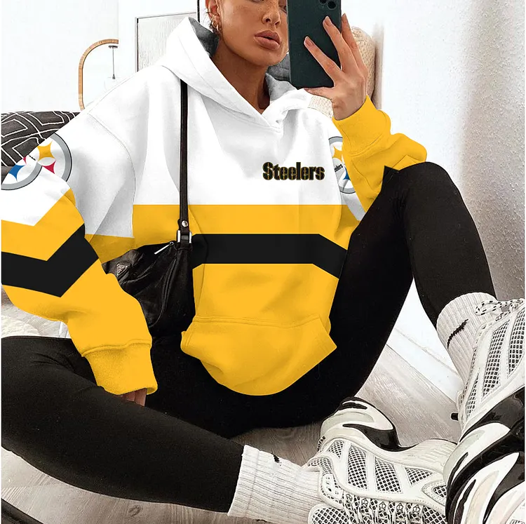 Pittsburgh Steelers Printed Hooded Pocket Pullover Hoodie