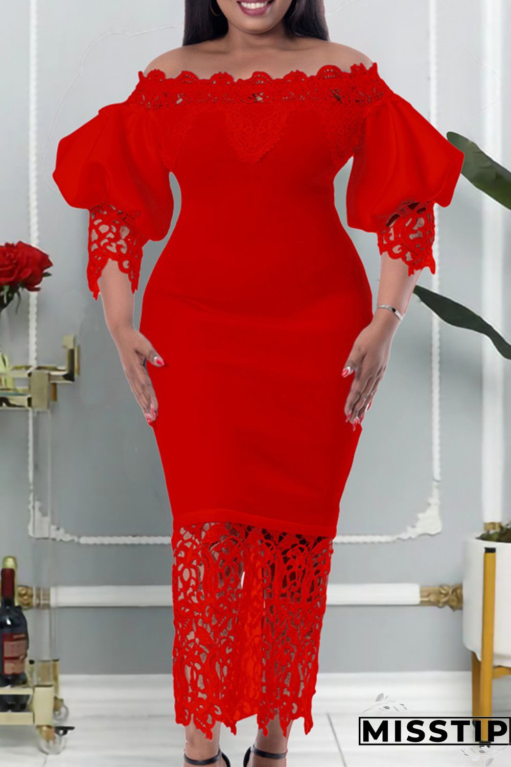 Blue Fashion Casual Solid Patchwork Off the Shoulder Long Dress Dresses