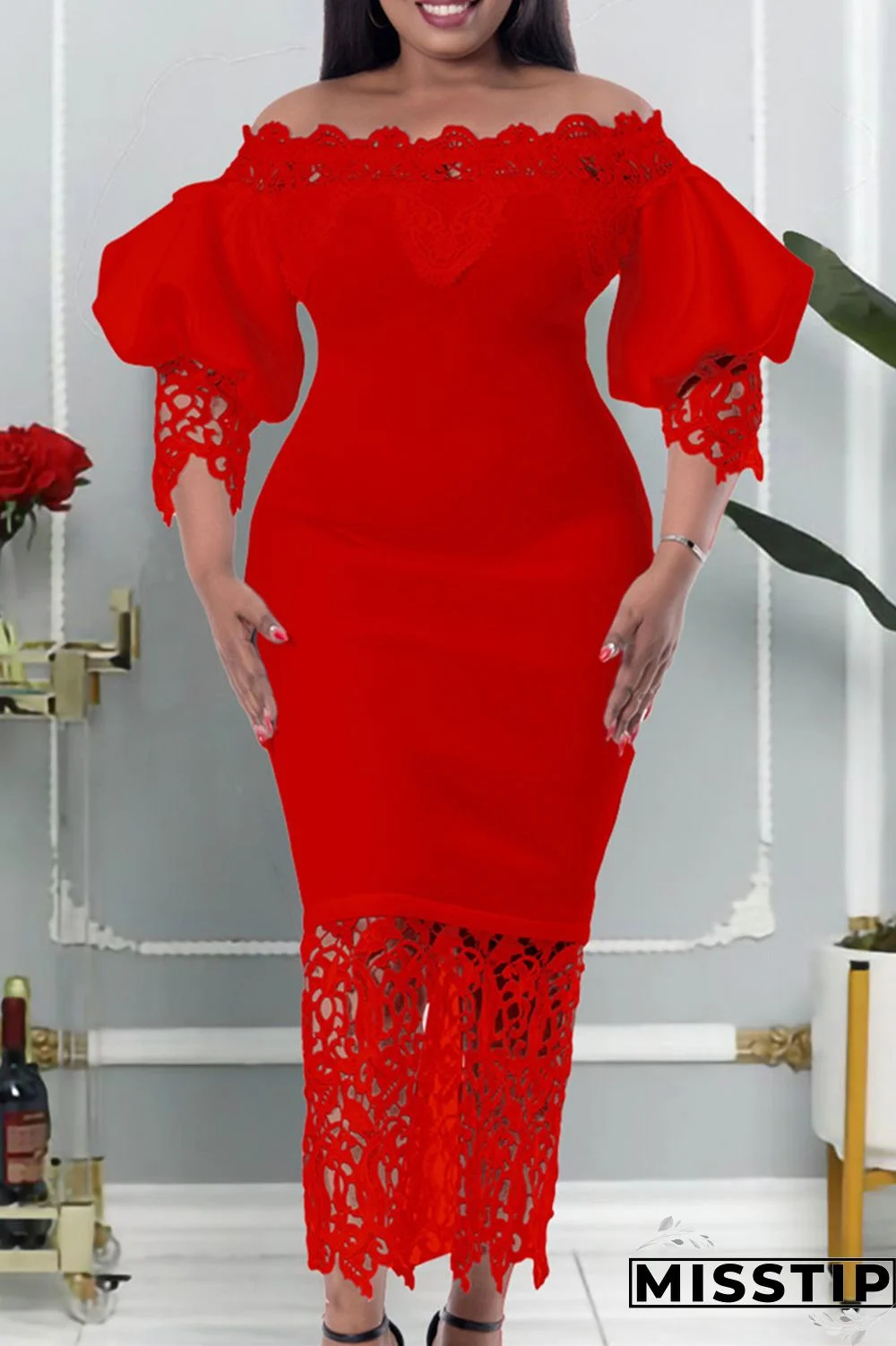 Blue Fashion Casual Solid Patchwork Off the Shoulder Long Dress Dresses