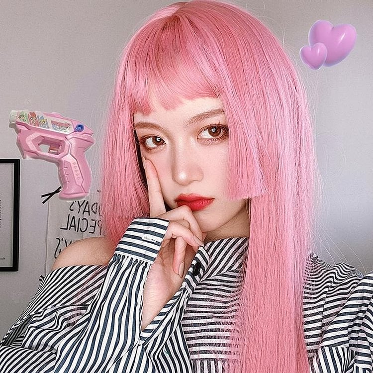 Pink Lolita Princess Cut Long Staight Wig SP15930