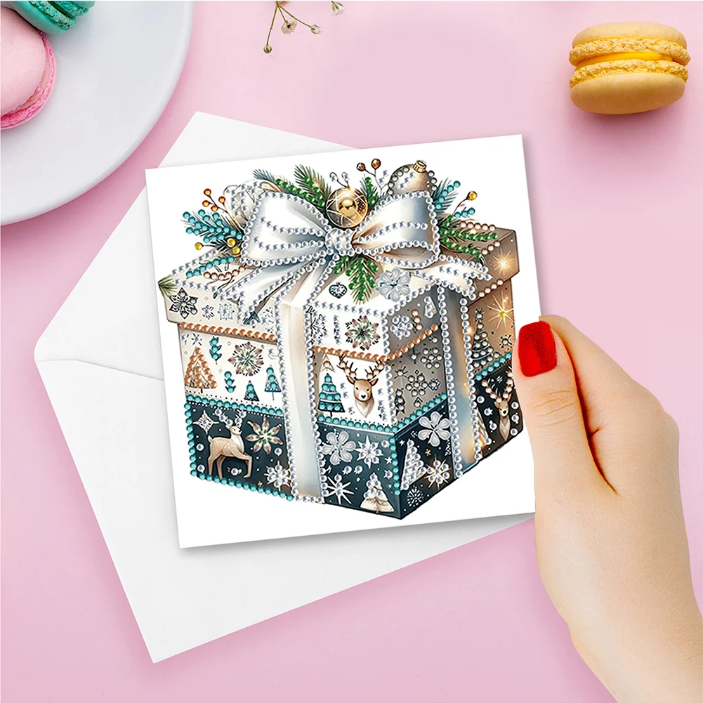 6pcs DIY Christmas Gift Box DIY Diamond Painting Card for Friends Family Gift【With White Envelope】
