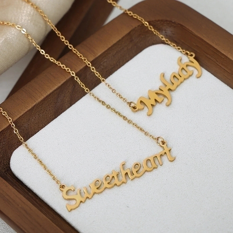 Sweet Solid Color Titanium Steel 18K Gold Plated Plating Necklace