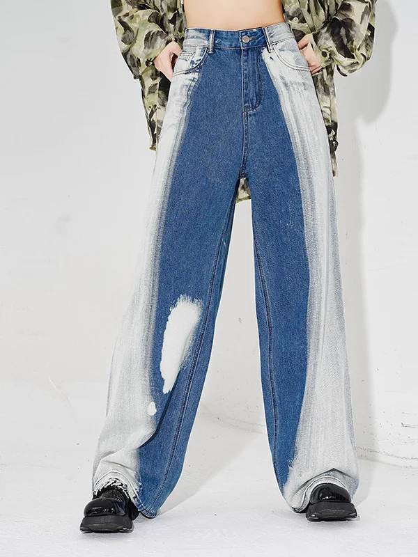 Vintage Nostalgic Street Style Gradient Loose Jeans