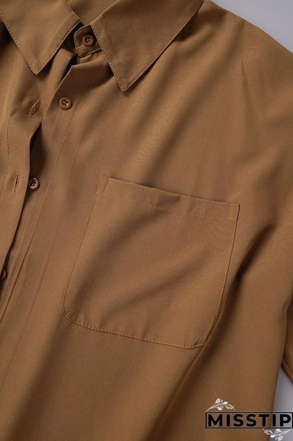 Pink Casual Solid Patchwork Shirt Collar Tops