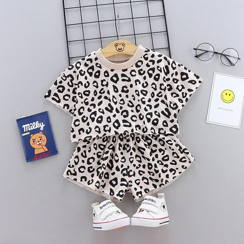 Leopard Print Baby Girls Clothes Toddler Baby Clothing Set Cotton Children Costume 1 2 3 4 Year Gift Children Kids Clothes Sets