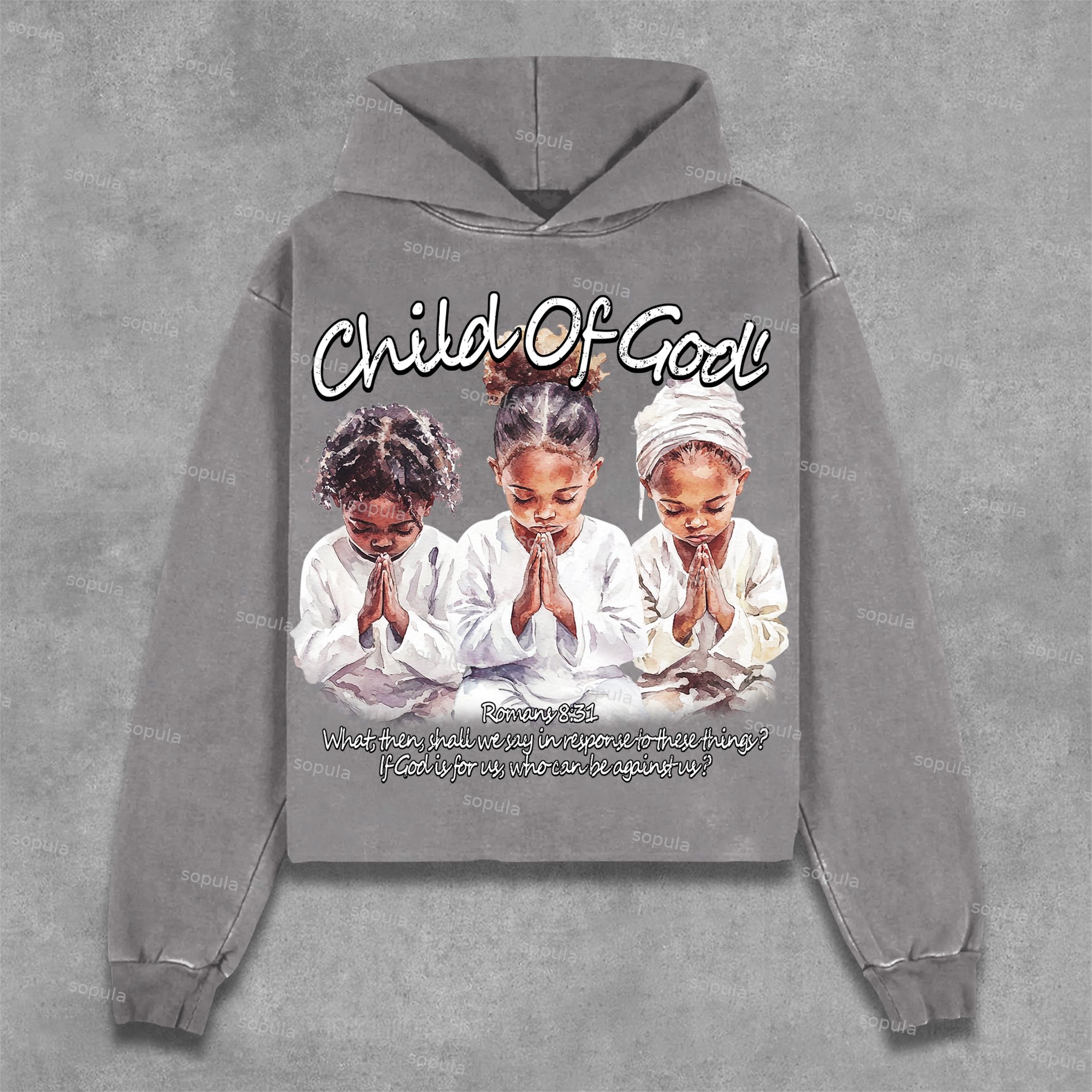 Sopula Child Of God First Sunday Prayer Graphic Print Pocketless Hoodie - Sopula｜Premium Graphic Tees & Graphic Clothing