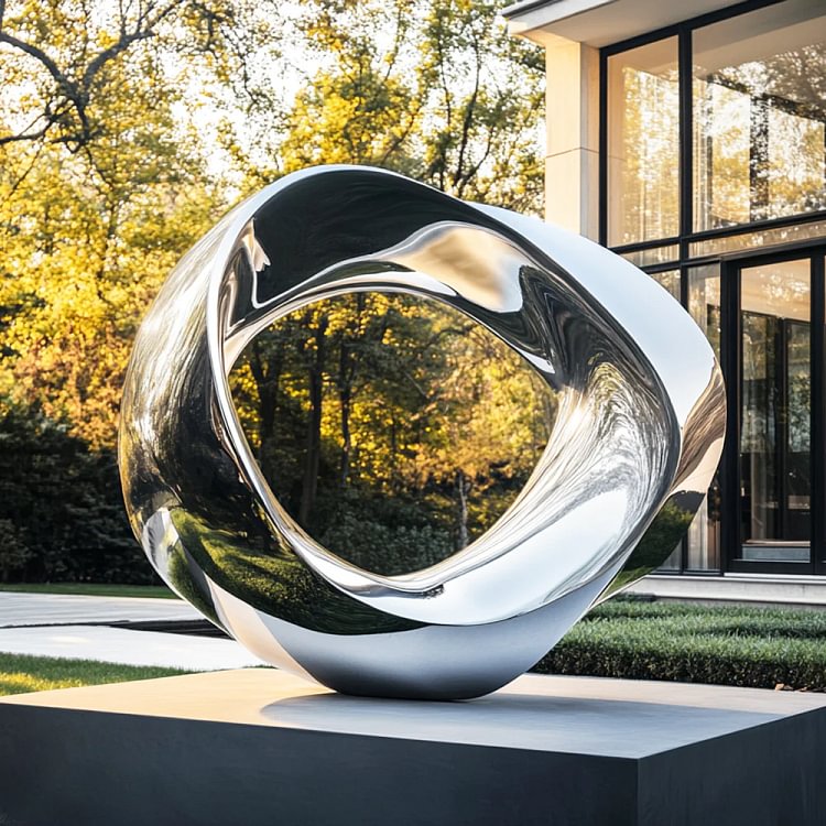 Custom Infinity Spiral Stainless Steel Abstract Sculpture for Modern Outdoor Spaces