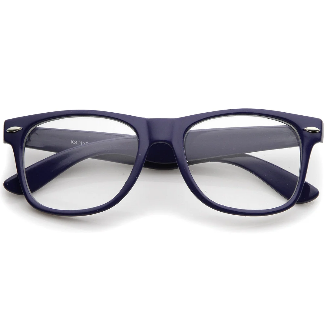 Retro Wide Temple Clear Lens Horn Rimmed Eyeglasses 54mm