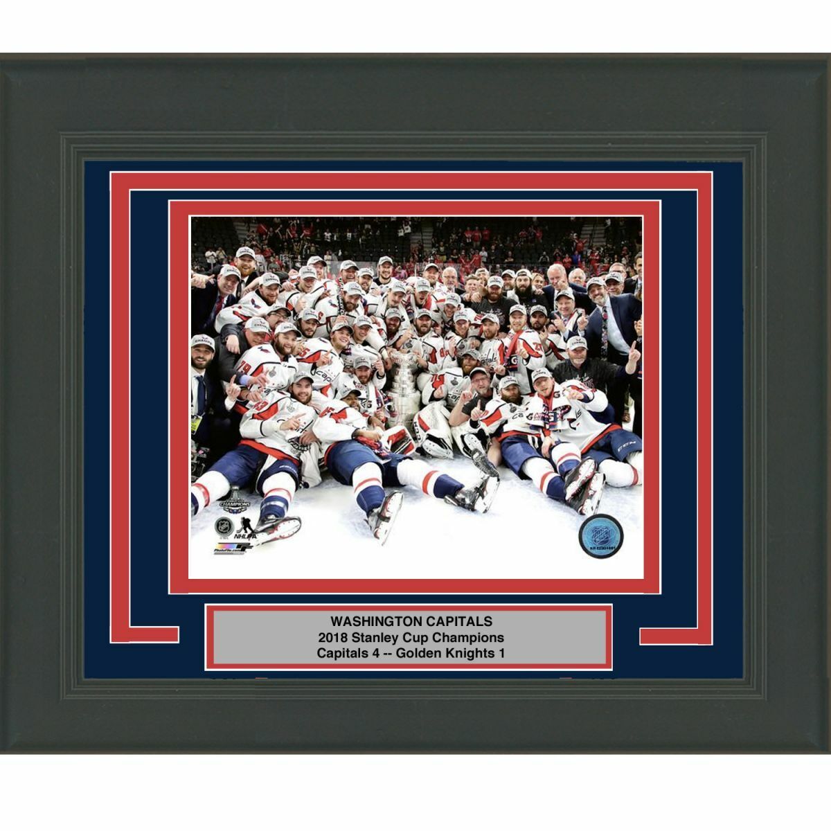 Framed WASHINGTON CAPITALS Team 2018 Stanley Cup Champions 8x10 Photo Poster painting Matted #1