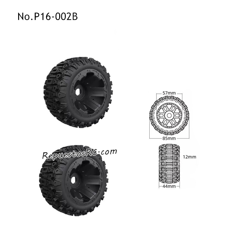 UDIRC UD1610S Piezas Goma Ruedas P16-002B