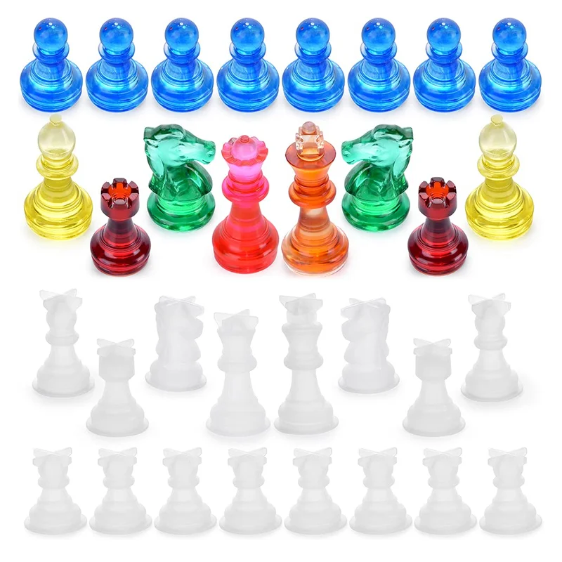 16 Pieces 3D Silicone Chess Resin Mold