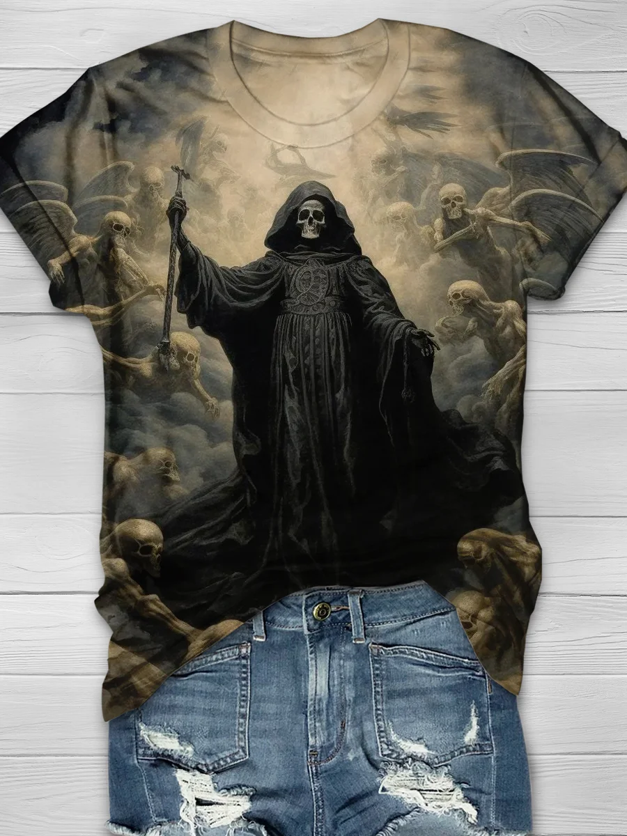 Grim Reaper Skeleton God Halloween T-shirt