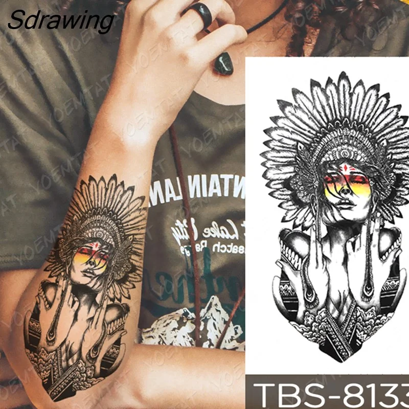 Sdrawing Temporary Tattoo Sticker forest eagle wolf butterfly Flash Tattoos Gothic Y2K Body Art Arm Fake Tatoo Men Women
